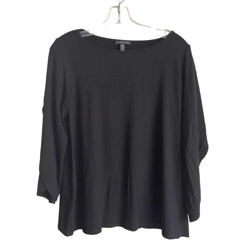 Eileen Fisher Black shirt with beautiful sleeve design size small profes…